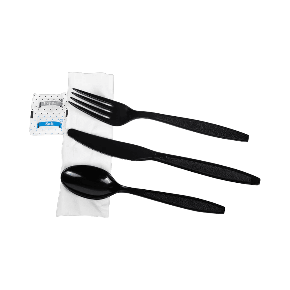 6-Piece Black Heavy Weight Cutlery Kit