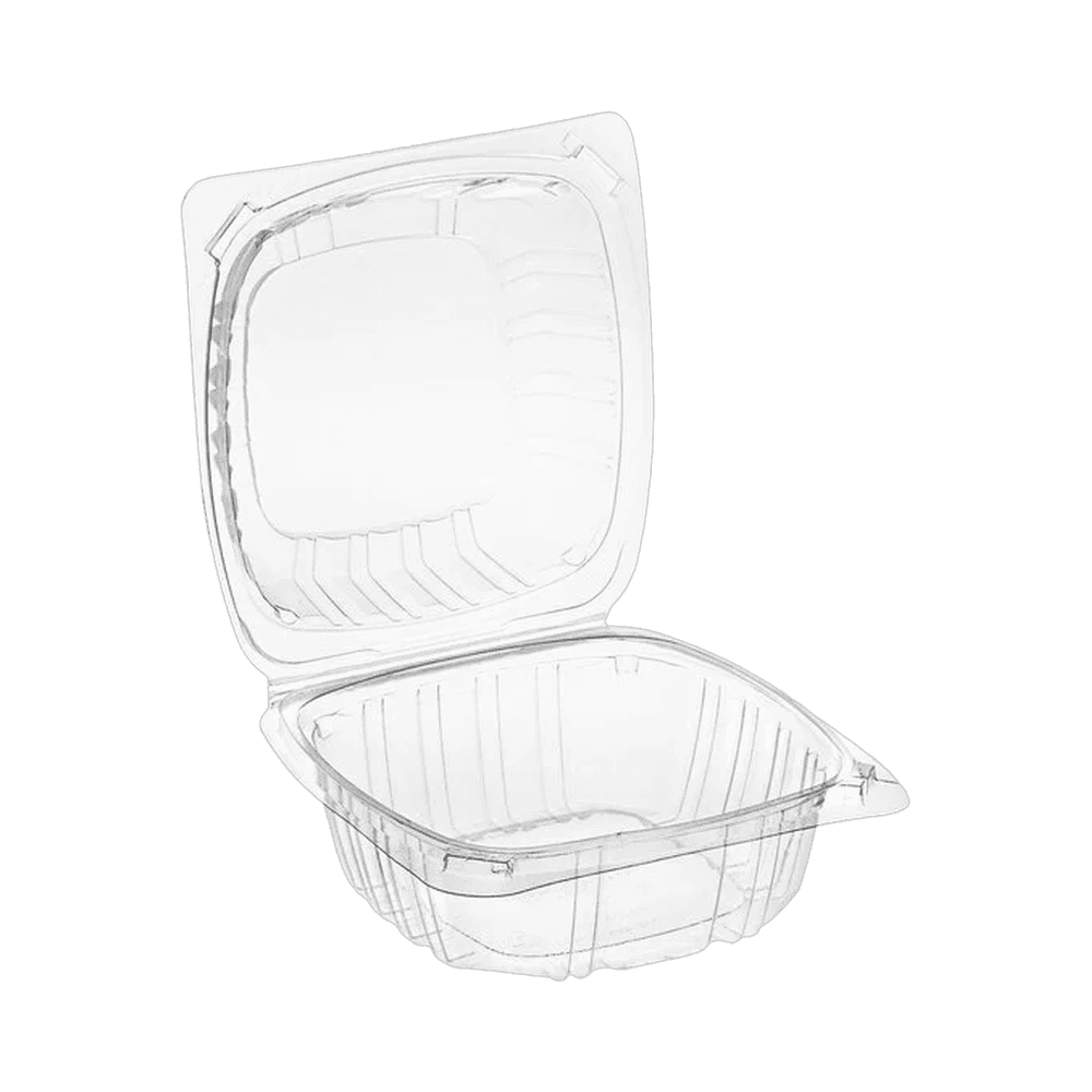 6"x6" Clear PET Clamshell Container