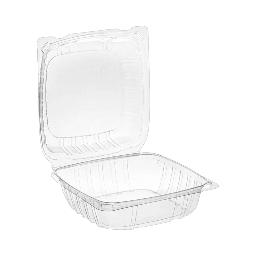 8"x8" Clear PET Clamshell Container