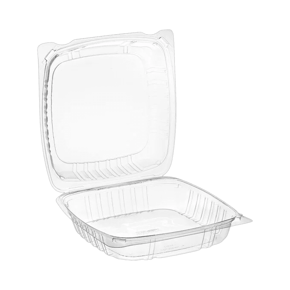 9"x9" Clear PET Clamshell Container