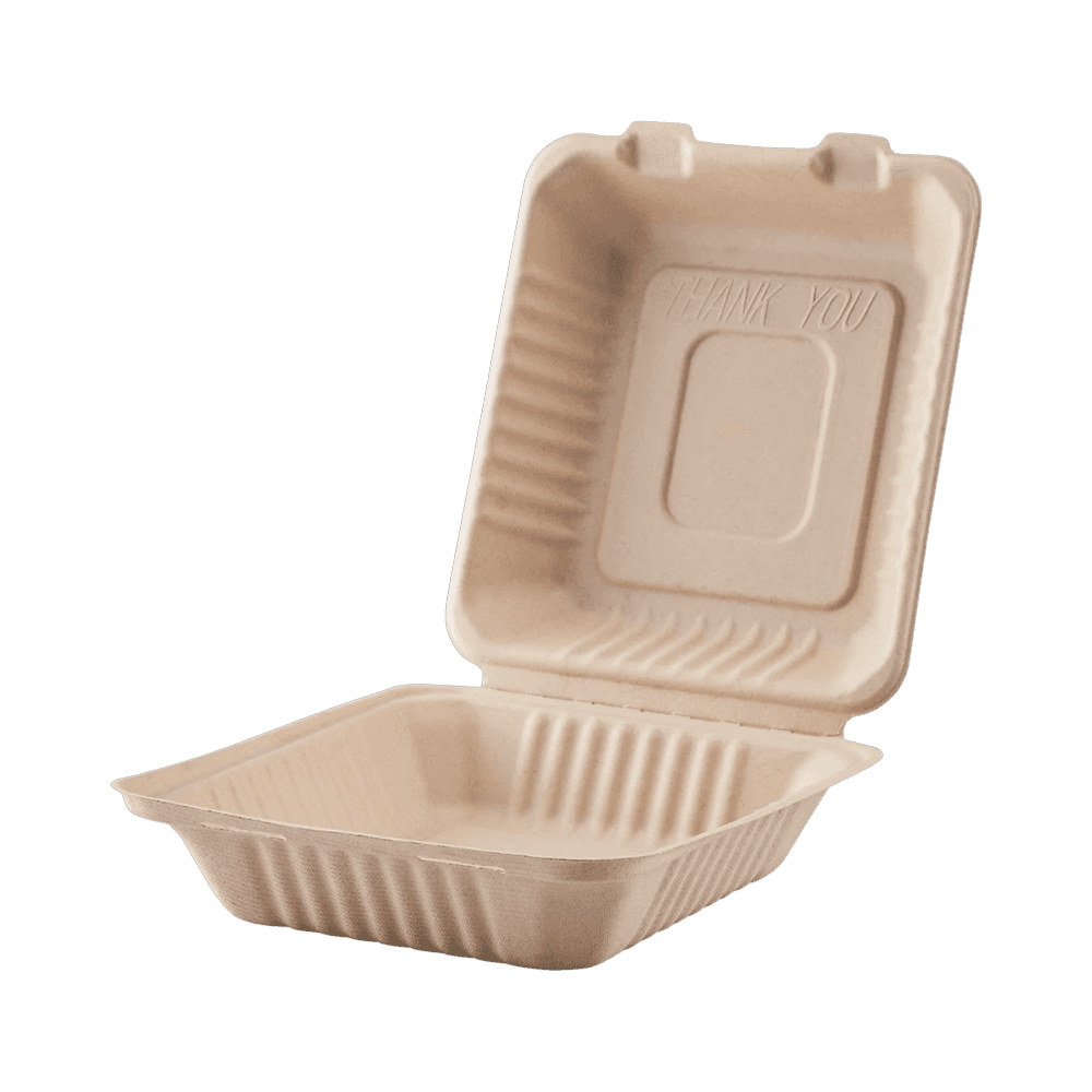 9"x9" Fiber Bagasse Hinged Container