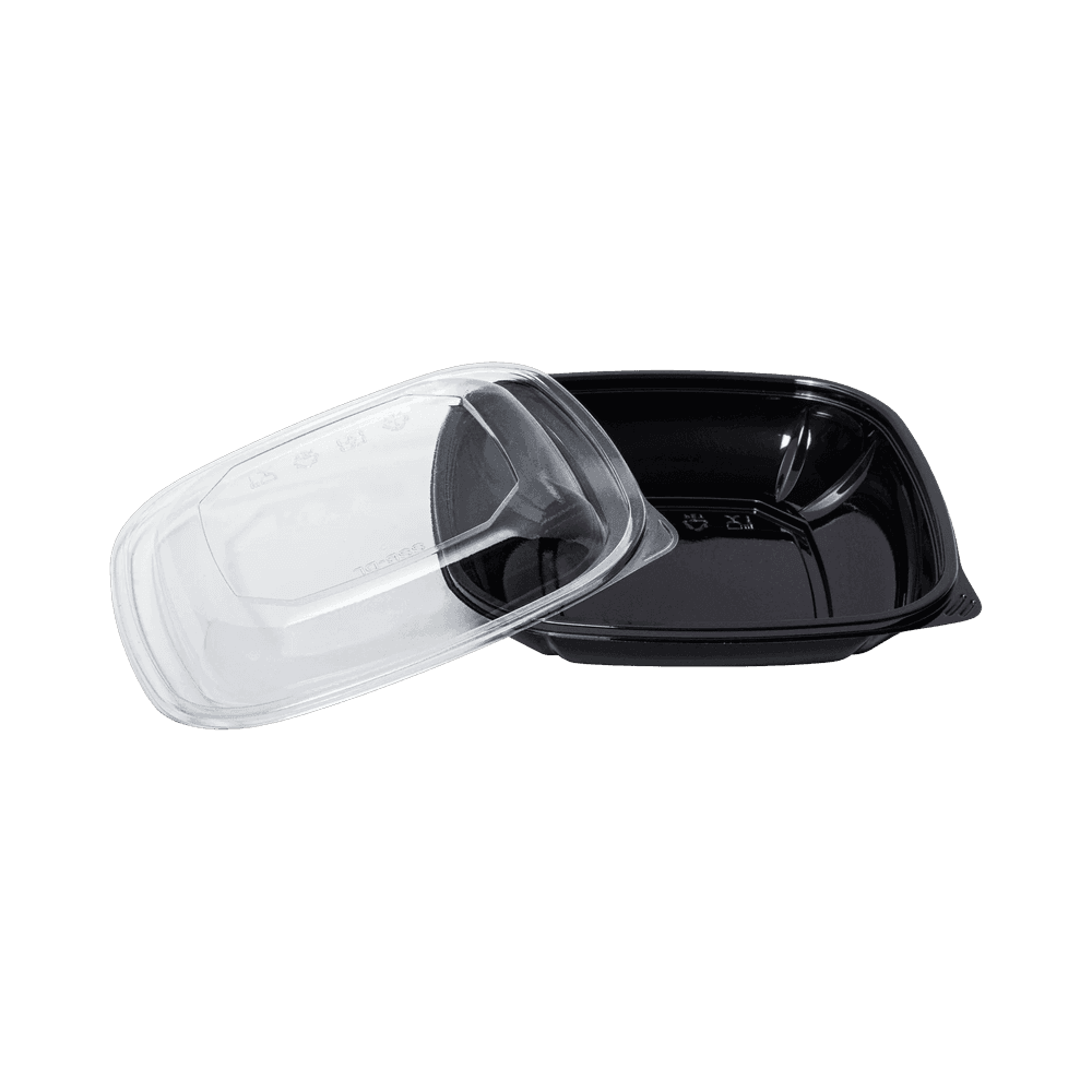 PET Black Square Salad Bowl