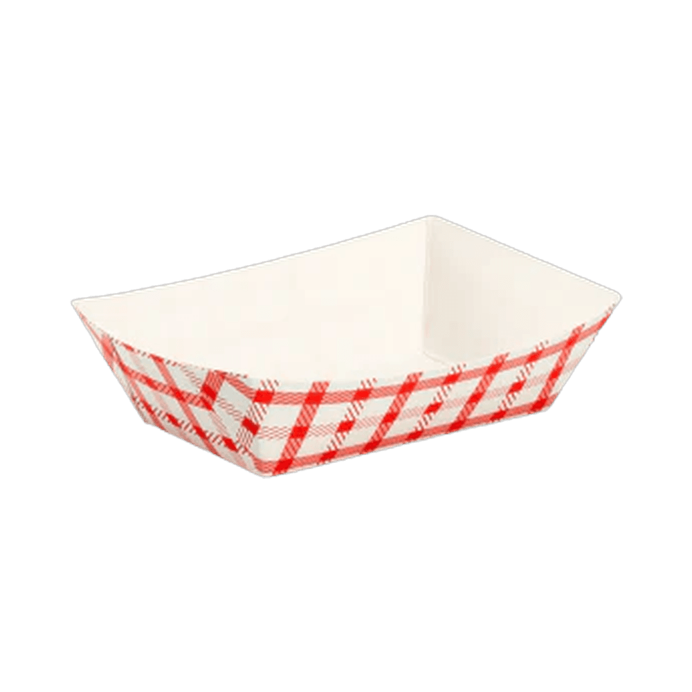 Red Shepherd's Check Paper Food Tray