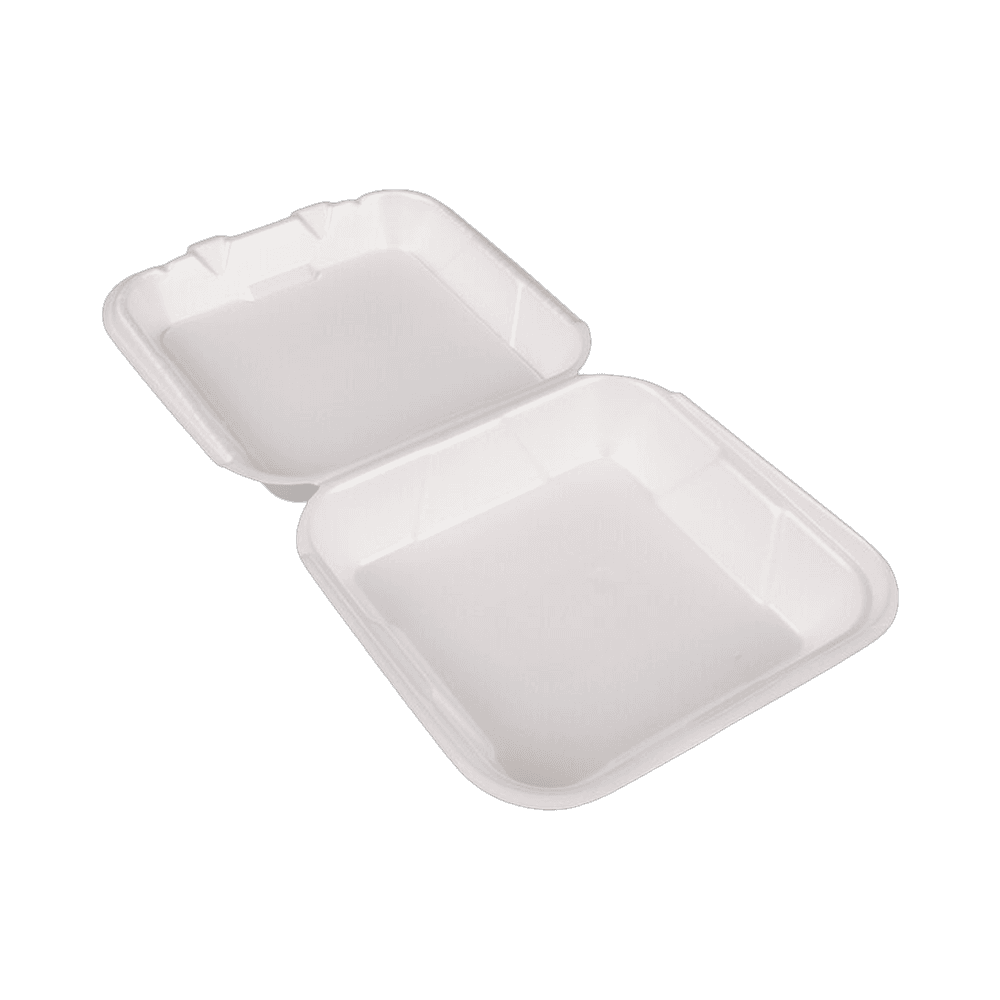 8"x8" White Foam Hinged Container