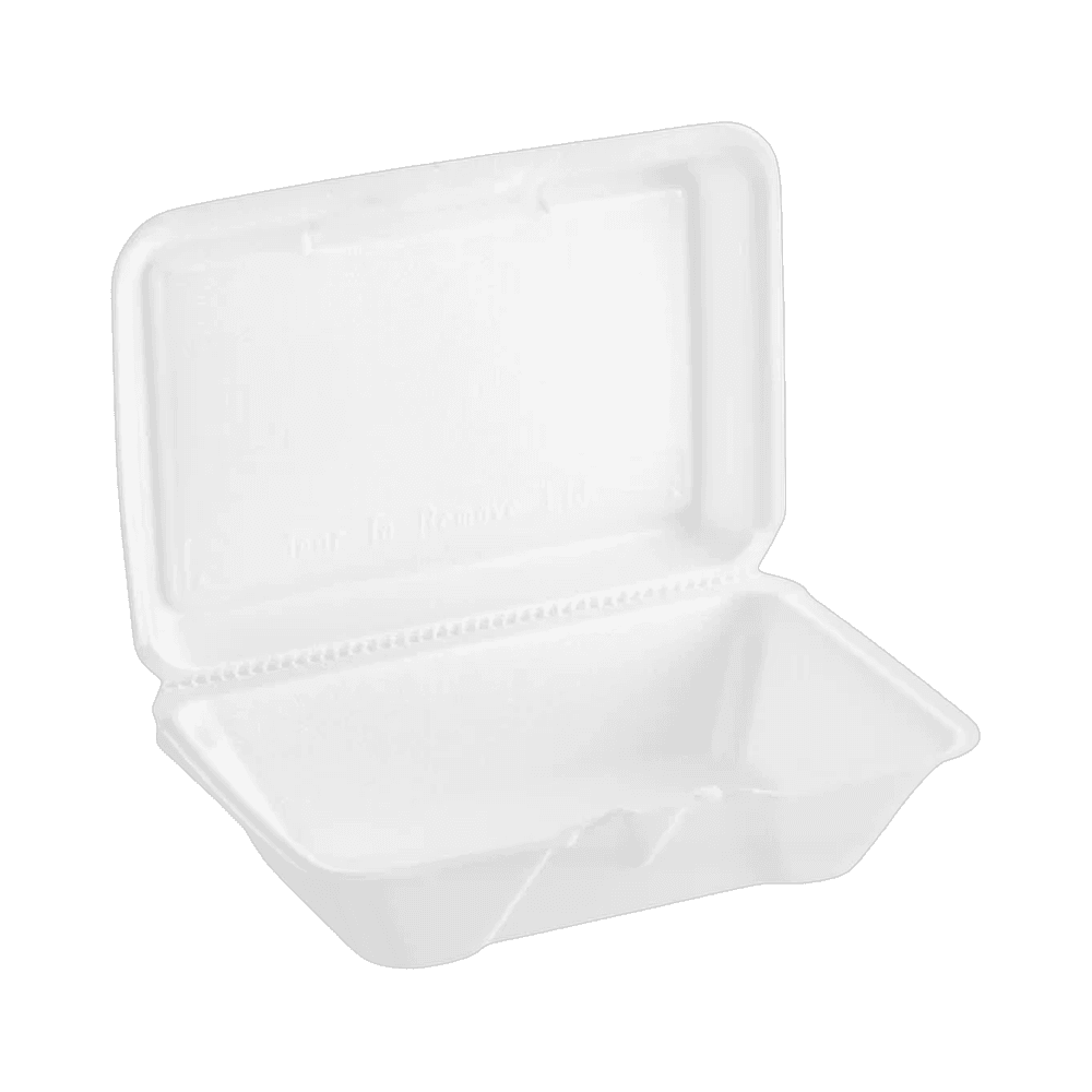 9"x6" White Foam Hinged Container