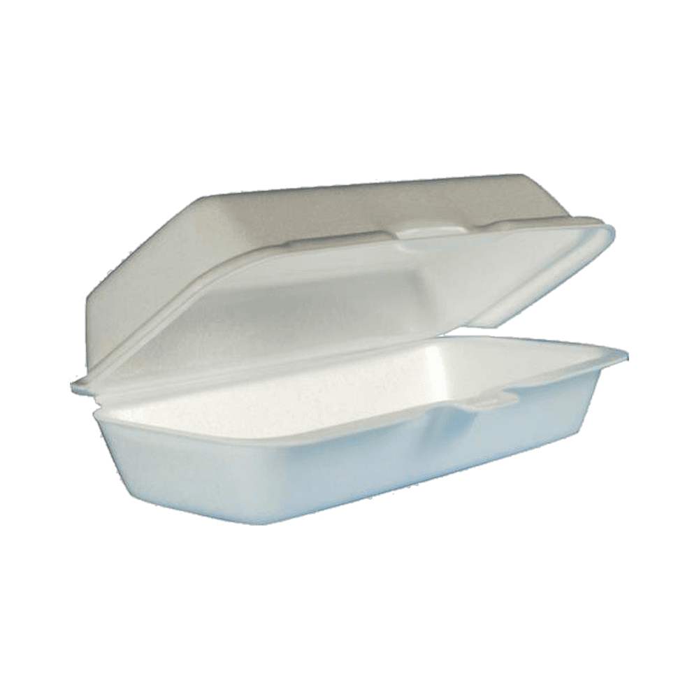 White Foam Hinged Hot Dog Container