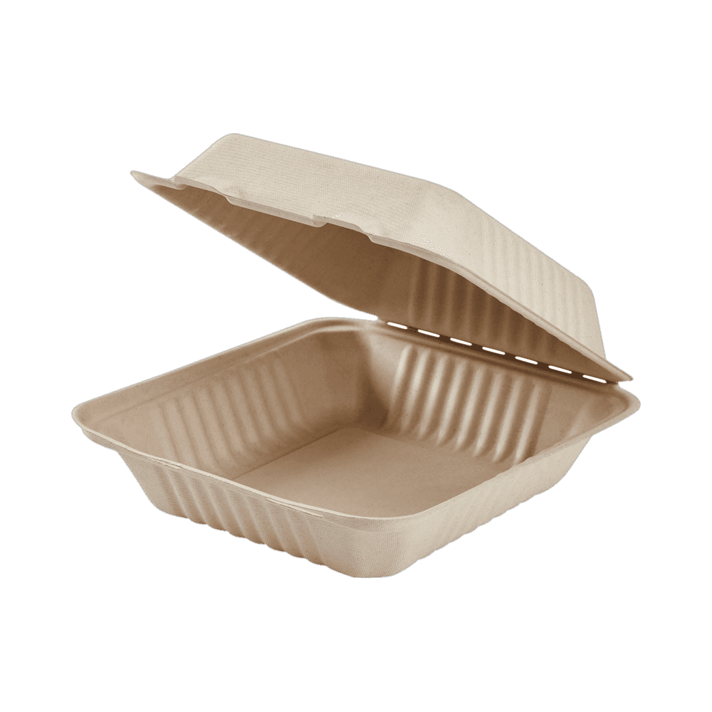 8"x8" Molded Fiber Hinged Container